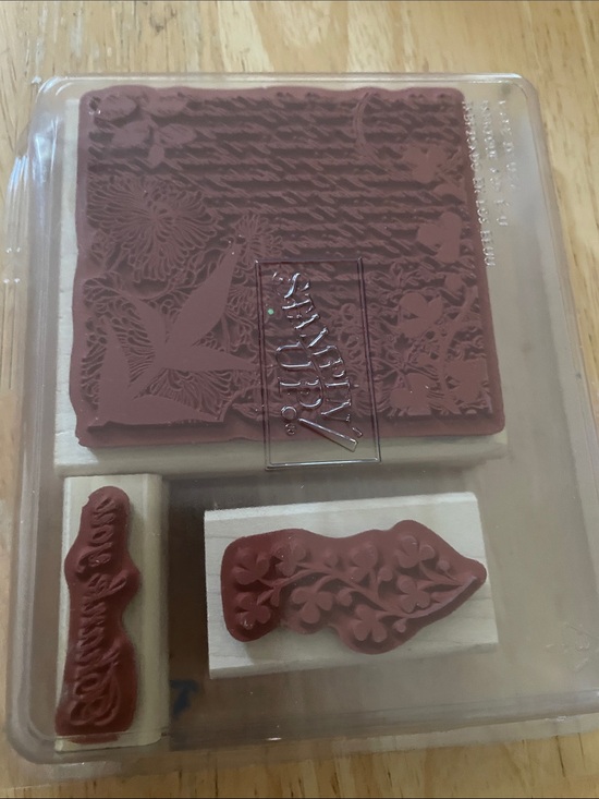 Stampin' Up! Other - Stampin' Up! Wood-Mounted Floral & Script Stamp Set - Black on Wood